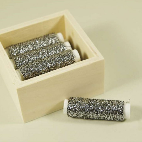 Au ver à soie Beiauffaden aus Seide - Fb: 019 schwarz-silber